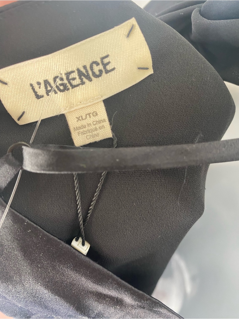 L'AGENCE NWT Rivera Black Silk Satin Cape-Effect Crepe De Chine Halter Top - Picture 11 of 14